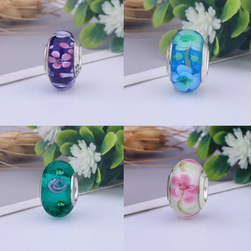 Newest European Colorful Lampwork Glass Beads Murano Aolly Charm Necklace Bracelets Bangle DIY Women Girls Jewlelry Vera Lux