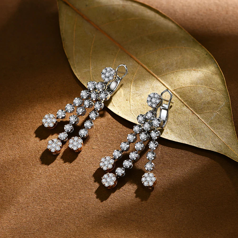 MINTYBOX 2.59ct S925 Sterling Silver Diamond Moissanite Drop Earrings for Women 18k Gold Plated Luxury Wedding Fine Jewelry Vera Lux
