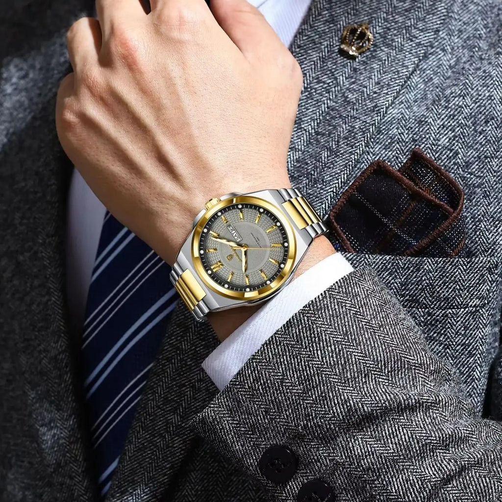 POEDAGAR Top Original Men's Watches Stainless Steel Waterproof Luminous Man Watch Date Week Classic Trendy Quartz Men Wristwatch Vera Lux