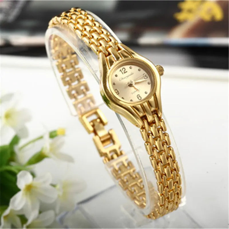 Golden Bracelet Watch For Women Small Dial Luxury Ladies Wristwatch Steel Elegant Quartz Female Clock Fashion Gift reloj mujer Vera Lux