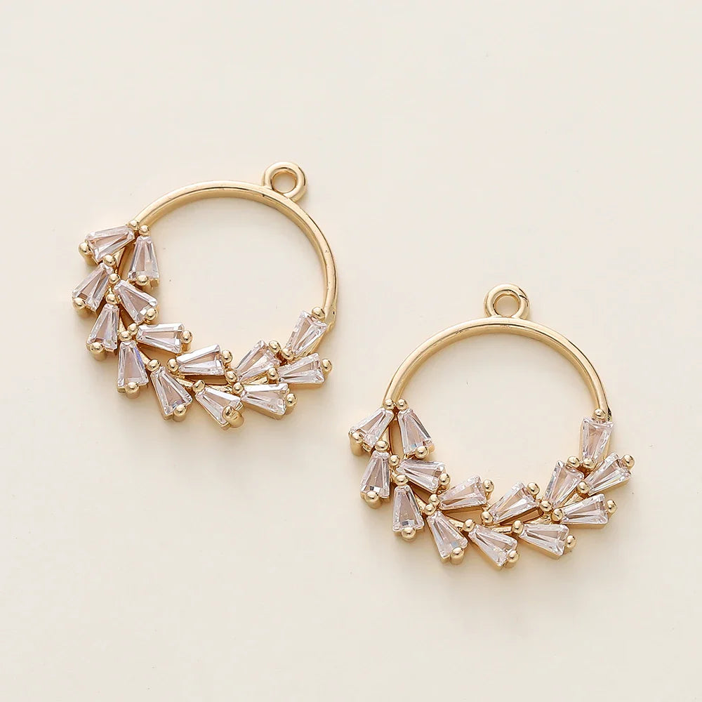 2/4Pcs 18K Gold Color Plated Various Leaves Charms Pendants with Zircon for DIY Necklace Jewelry Making Supplies Accessories Vera Lux
