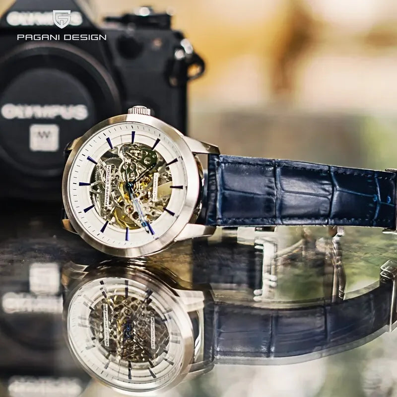 PAGANI DESIGN Business Man Watch Luxury Skeleton Hollow Leather Men's Wristwatch New Mechanical Male Clock Relogio Masculino Vera Lux