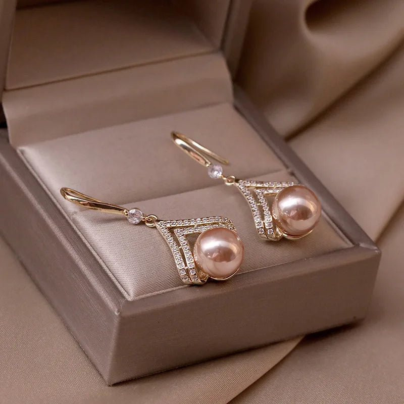 Fashion Luxury Jewelry Pearl Dangle Earrings Women Wedding Party Gifts korean style Earring women Pierced Ears Popular Products Vera Lux