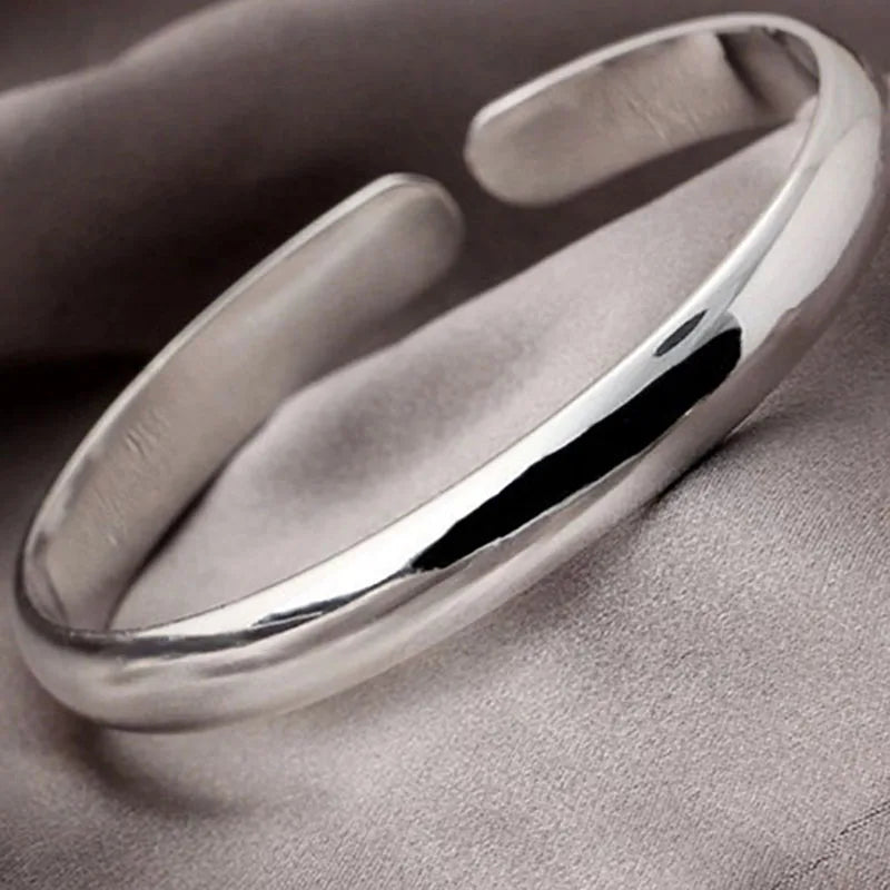 999 Sterling Silver Cuff Polishing Retro Bracelet Bangles For Women Party Wedding Jewelry Accessories Argent 925 Vera Lux