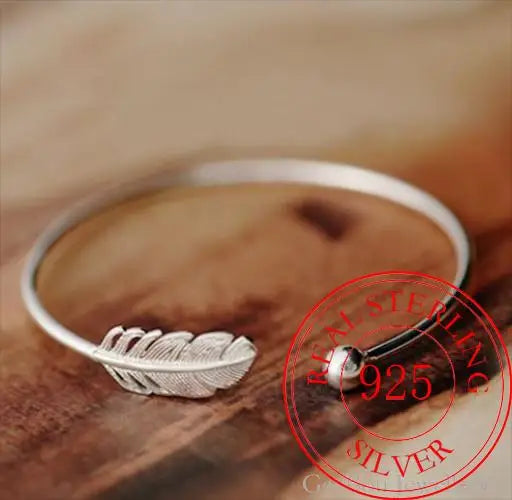 925 Sterling Silver Angel Feather Lucky Arm Cuff Designer Bracelets Bangles For Women Party Jewelry Gifts Jewellery Vera Lux