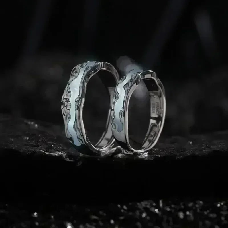 New Enamel Luminous Adjustable Finger Ring Vintage Luxury Love Couples Rings Glow In Dark Y2K Jewelry Valentine's Day Gifts Femstylo