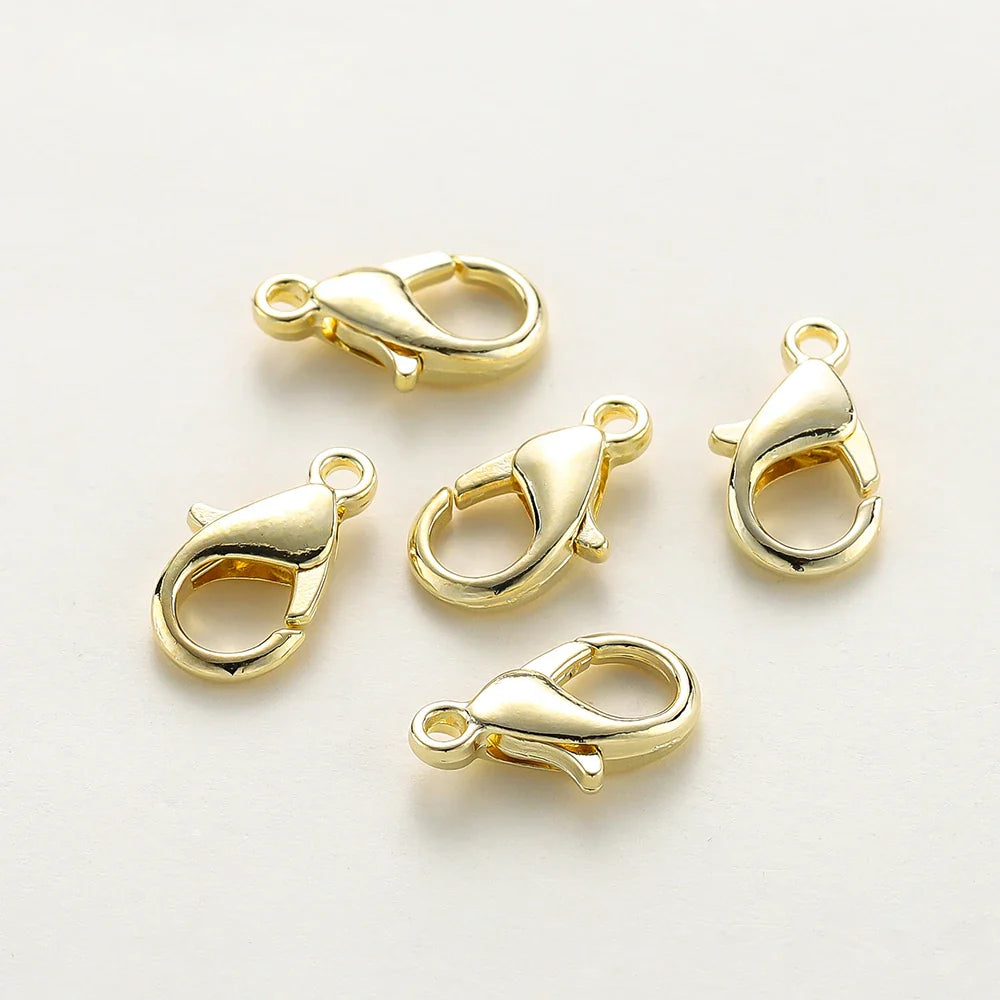 10pcs/lot 14K 18K Gold Plated Necklace Extender Chain Lobster Clasps Jump Ring Connectors Clips For DIY Jewelry Bag Craft Making Vera Lux