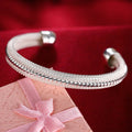 Trendy 925 Sterling Silver Bangles Bracelet Charms Cute Open for Women Fashion Jewelry Adjustment Size Cuff Wedding Party Vera Lux