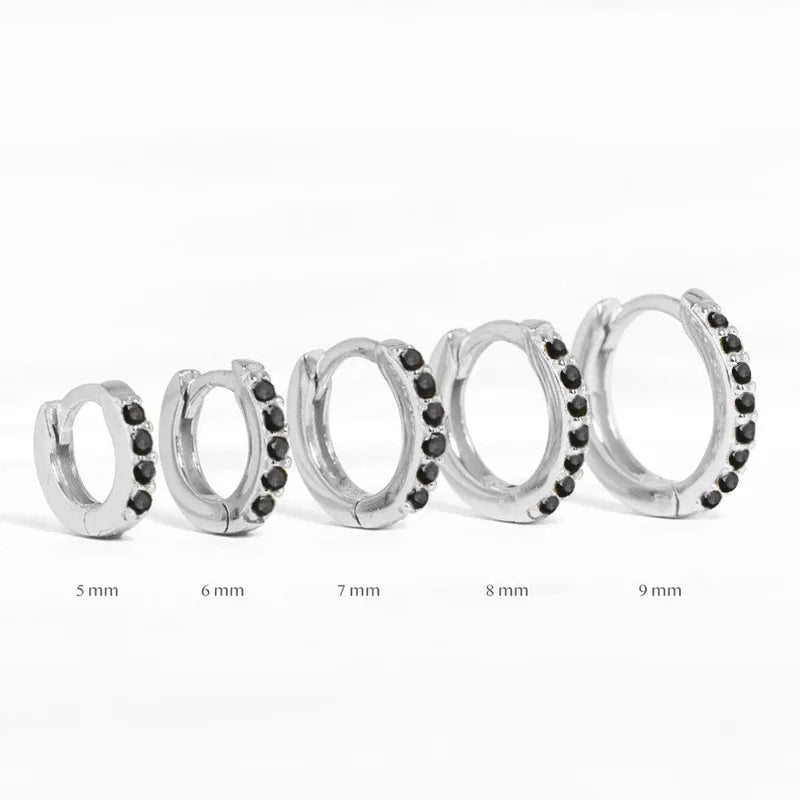 2PCS Stainless Steel Minimal Crystal Zirconia Hoop Earrings Gold Silver Color Small Huggie Cartilage Earring Piercing Jewelry Vera Lux