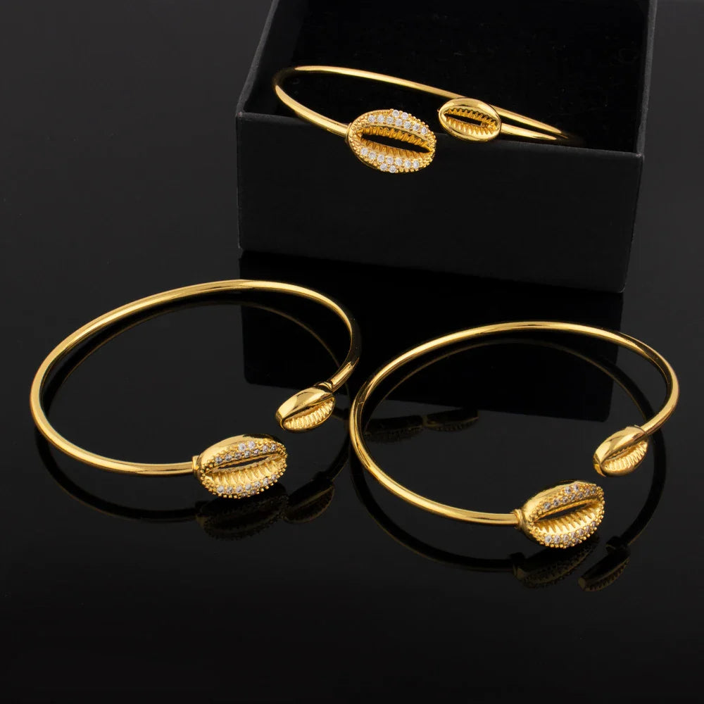 Ocean Shell Bracelet Rings Colorfast Stain-Free Jewelry 18K Gold Color Map of Africa Jewelry Accessories Anniversary Gifts Vera Lux