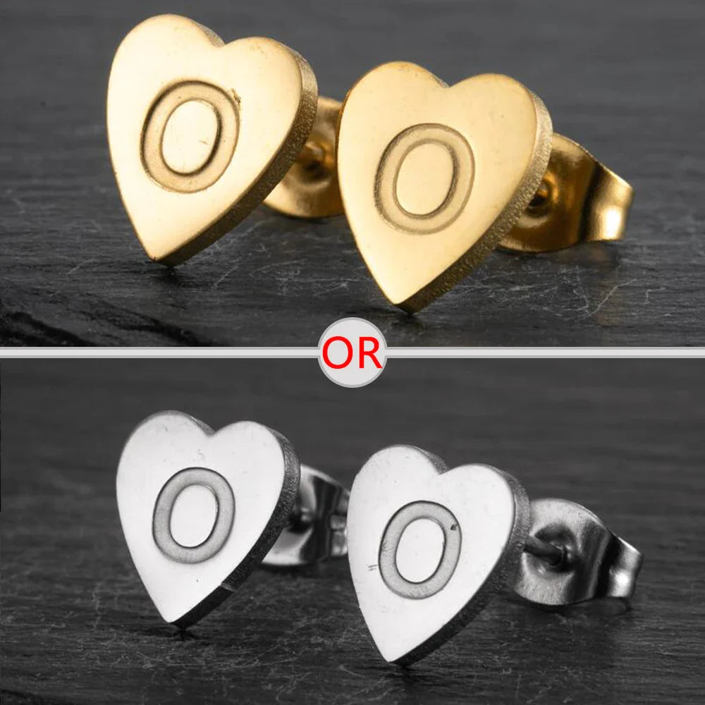 100% Stainless Steel A-Z Initial Earrings for Women Girls Personalize Letter Name Heart Stud Earring Family Jewelry Best Gifts Vera Lux