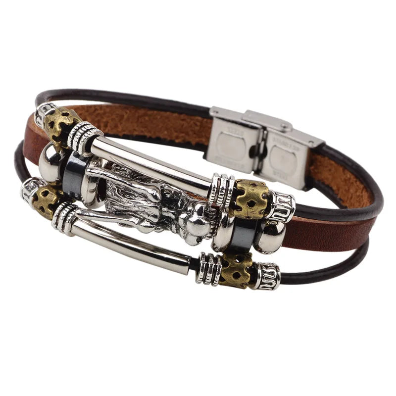Trend Personalized Jewelry Handmade Leather Dragon Bracelet Men Vintage Multilayer Bracelets Bangles Cuff Bracelet Pulsera Vera Lux