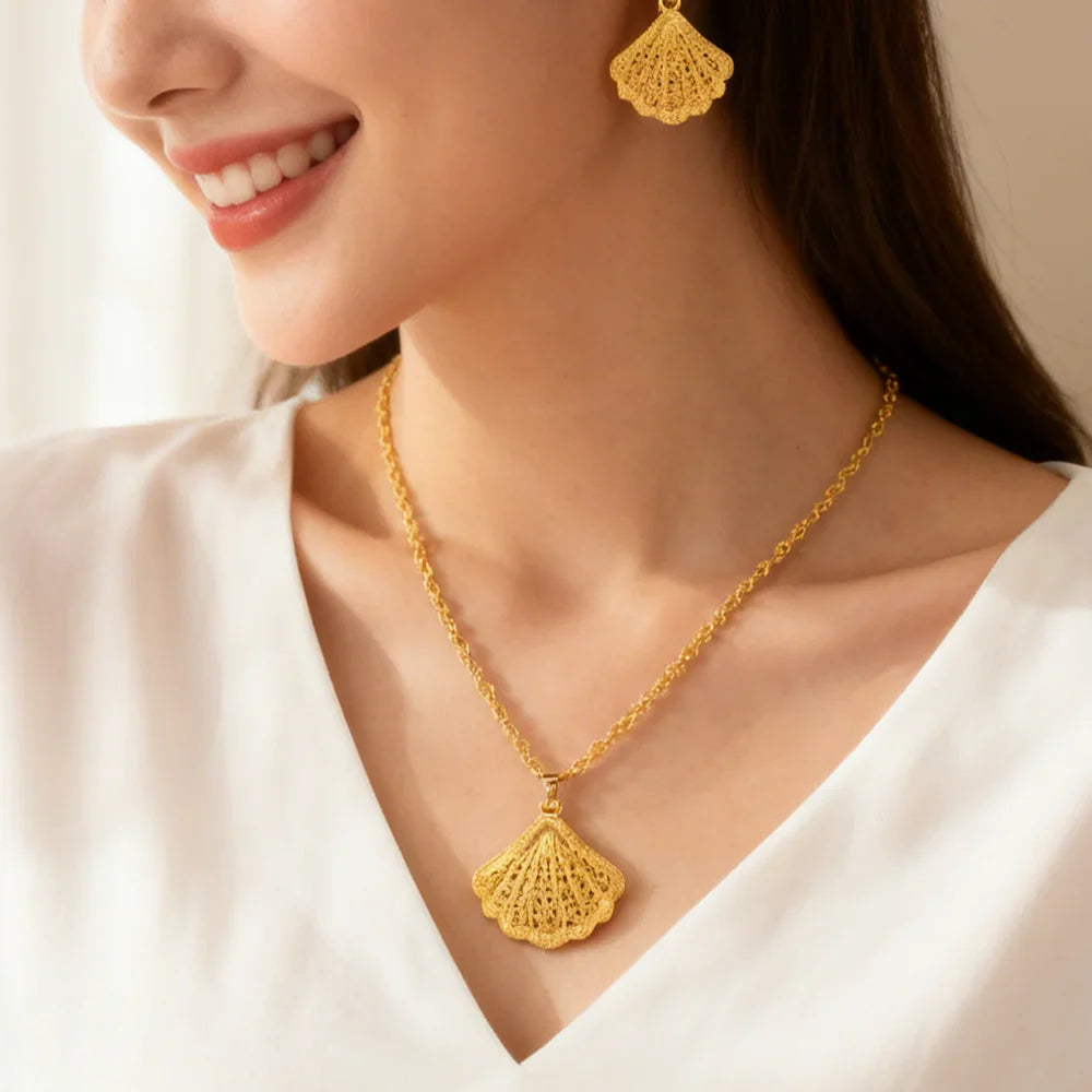 fashion gold jewelry set stainless steel earrings necklaces for women simple Personality gift wedding party Accessories Vera Lux