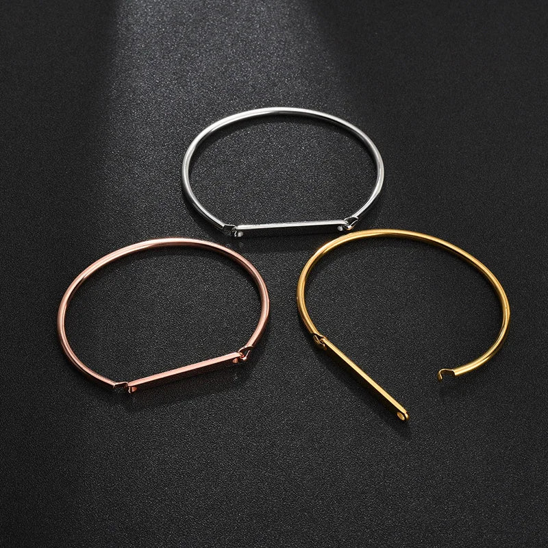 Afirstee Stainless Steel Engrave Name Bracelet For Women Custom Gold Color Date Letter Bracelets Jewelry Gift Vera Lux