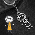 Custom Stainless Steel Children Drawing Pendant Keychain Kids Artwork Personalized Photo Logo Keyring Key Chains Jewelry Gifts Vera Lux