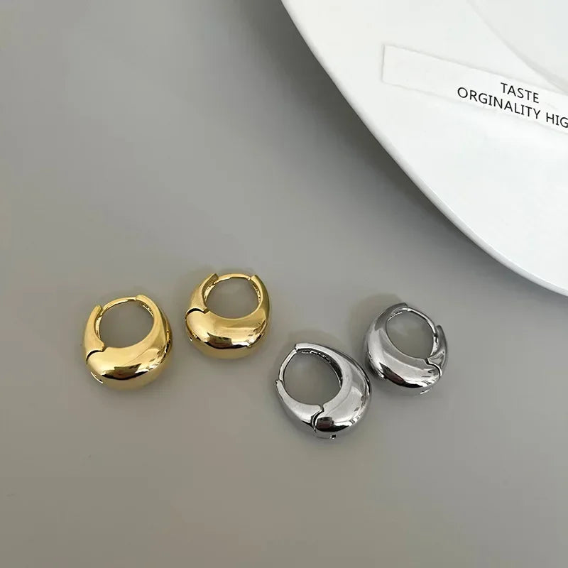 Stainless Steel Smooth Metal Chunky Hoop Earrings For Women Girls Fashion Round Circle Hoops Statement Earrings Punk Jewelry Vera Lux