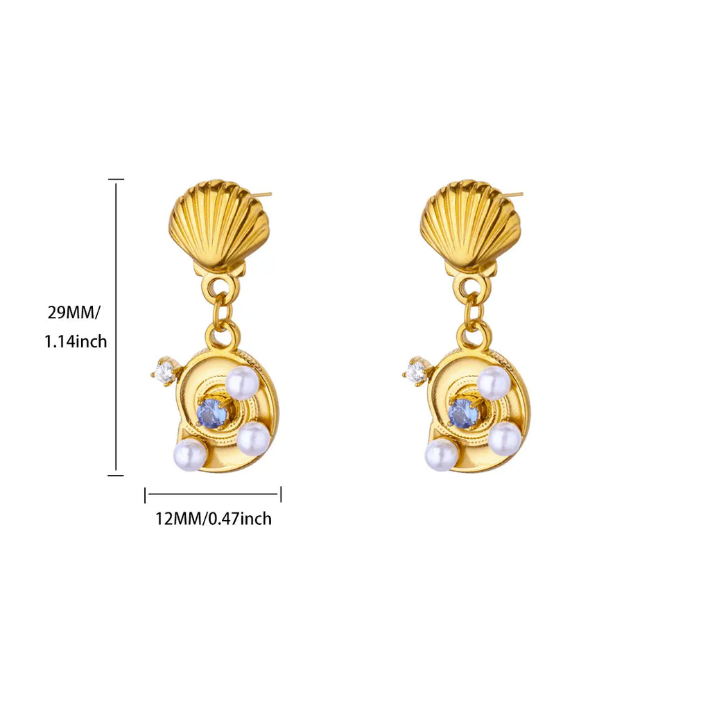 Elegant Imitation Pearl Earrings for Women Stainless Steel Heart Butterfly Shell Drop Earrings Luxury Aesthetic Jewelry Gift Vera Lux