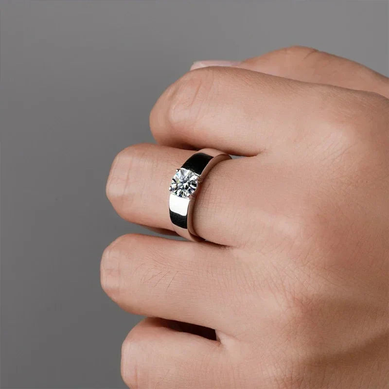 NeeTim 1ct 2ct D Moissanite Wedding Band Men Ring 925 Sterling Silver Engagement Rings For Man With Certificate Fine Jewelry Vera Lux