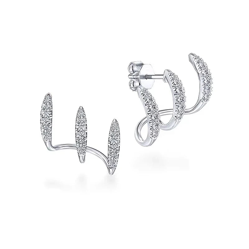 Exquisite Silver Color Claws Stud Earrings with Crystal Modern Design Fashion Versatile Accessories Women Jewelry Vera Lux