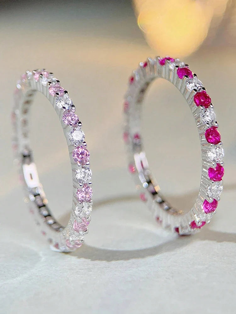 925 Sterling Silver Fashion Shiny 1.4mm Full Zircon Stackable Plain Ring For Women Daily Party Personalized Fine Jewelry Vera Lux
