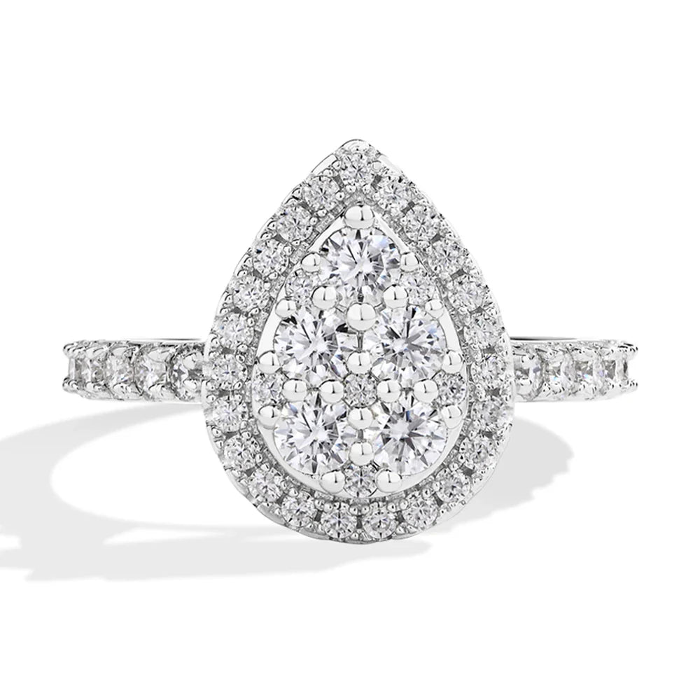 MINTYBOX S925 Sterling Silver Moissanite Engagement Halo Rings for Women 1.15ctw Lab Diamond Ring 18K Gold Plated Fine Jewelry Vera Lux