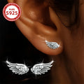 Fashionable Ladies Earrings with Angel Feather Wings 1.12g 925 Silver Suitable for Daily Wear Parties Vacations Gifts Vera Lux