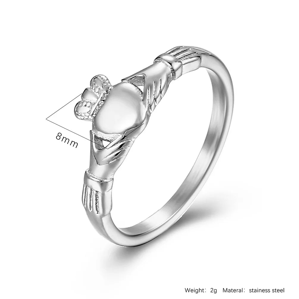 New Claddagh Rings Custom His Her Wedding Band Stainless Steel Initial Irish Love Ring for Friend,Friend,Husband,Wife,Lover Vera Lux