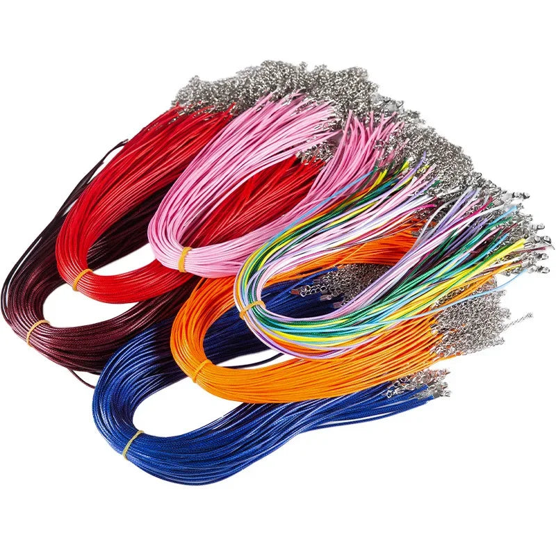 100Pcs Colorful Wax Leather Snake Necklace Women Men Cord String Rope Wire Extender Chain For Jewelry Making Bulk Wholesale Vera Lux