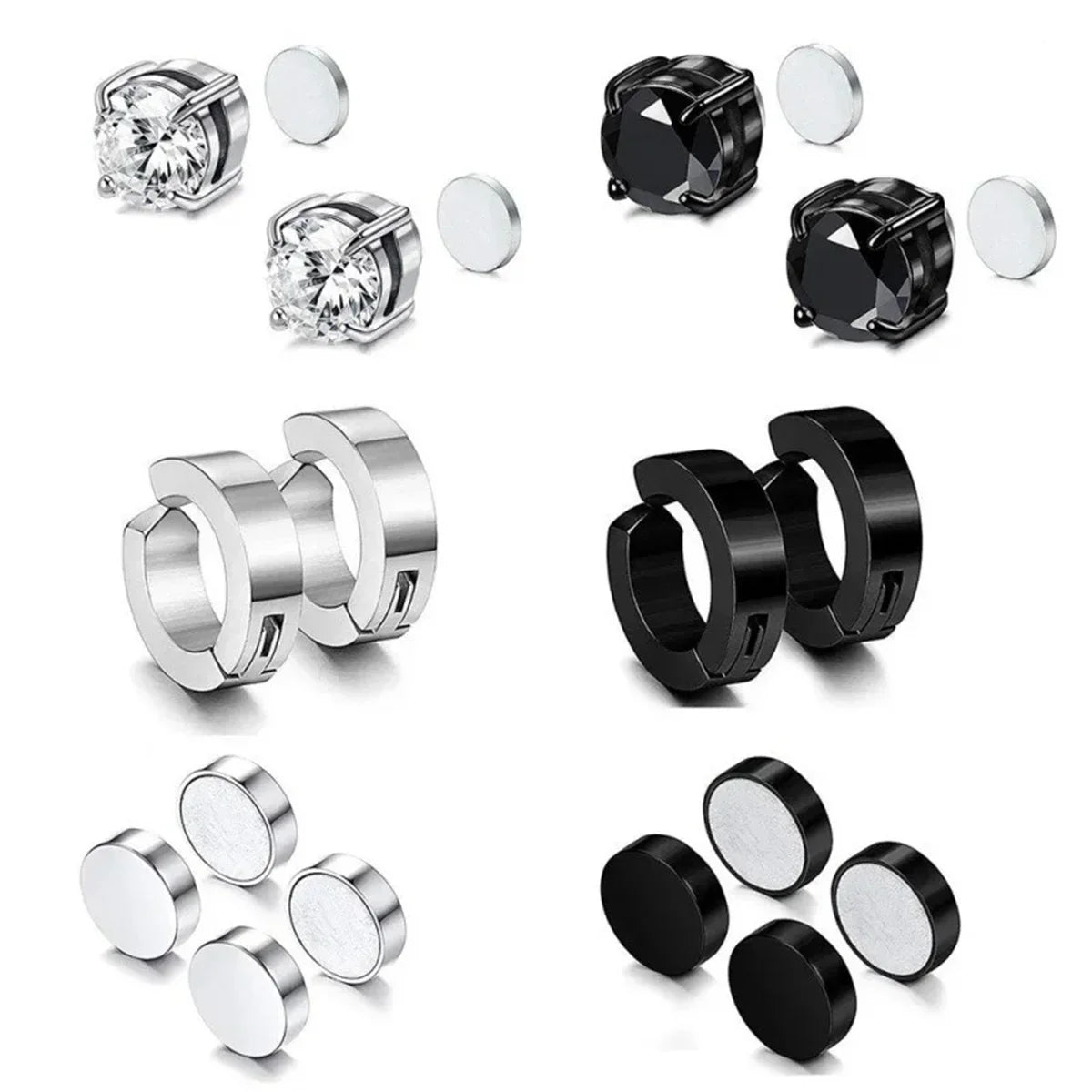 2pcs Punk Mens Strong Magnet Magnetic Ear Stud Set,Non Piercing Cross Clip-on Earrings Suitable Gifting Boyfriend Lover Jewelry Vera Lux