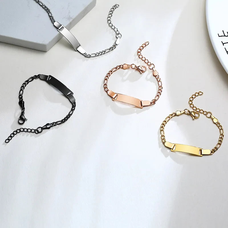 Baby Kids Bracelet, Stainless Steel Chain Bracelet Adjustable Link without Name,Girl Boy Children Birthday Gift Vera Lux
