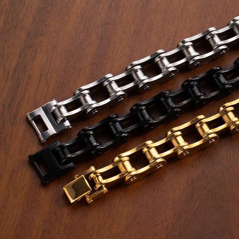 1Pcs Men's Stainless Steel Bracelet Creative Imitation Bicycle Chain Bracelet Trendy Punk Style Daily Wear Accessories Vera Lux