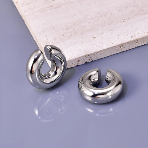 02 INS net red with stainless steel thick round tube hollow ear ring ear clip accessories wholesale Vera Lux