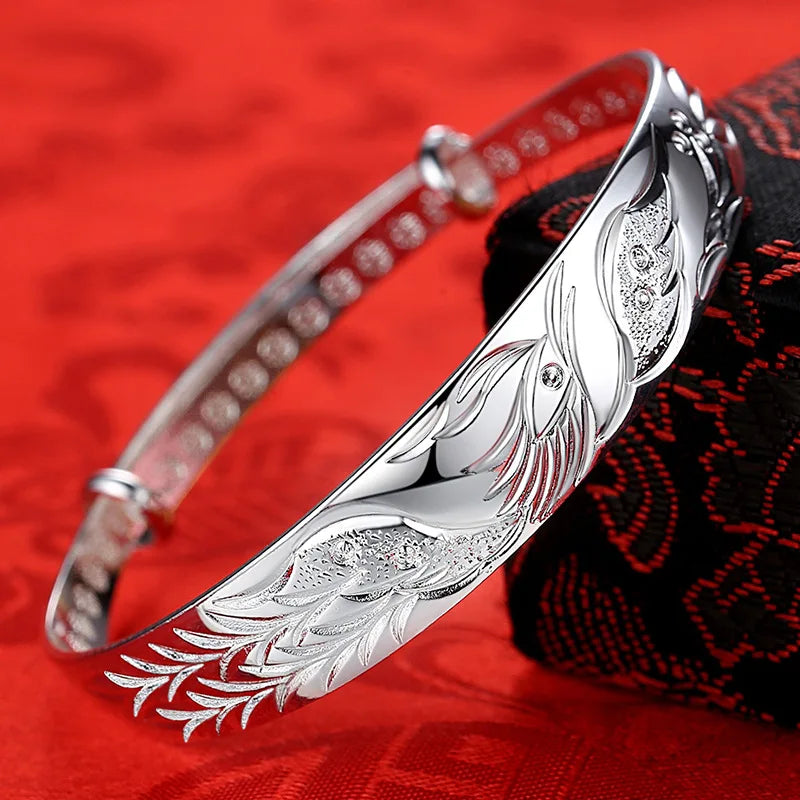 Luxury 925 Sterling Silver Noble Phoenix Bracelets Bangles For Women Fashion Party Wedding Jewelry Holiday Gifts Adjustable Vera Lux