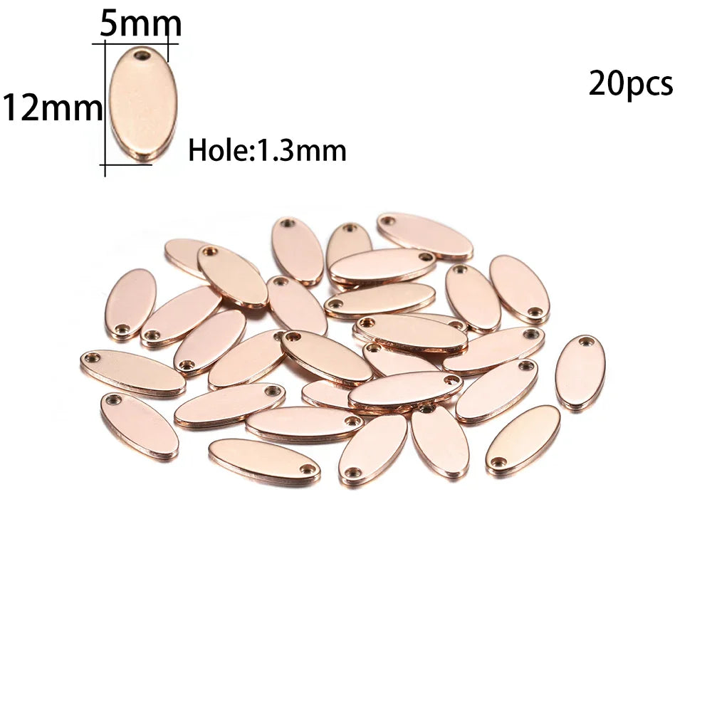 10-50Pcs Gold Stainless Steel Customized Dog Tag Heart-Shaped Oval Blanks Charm Pendant Charms For DIY Jewelry Making Supplies Vera Lux
