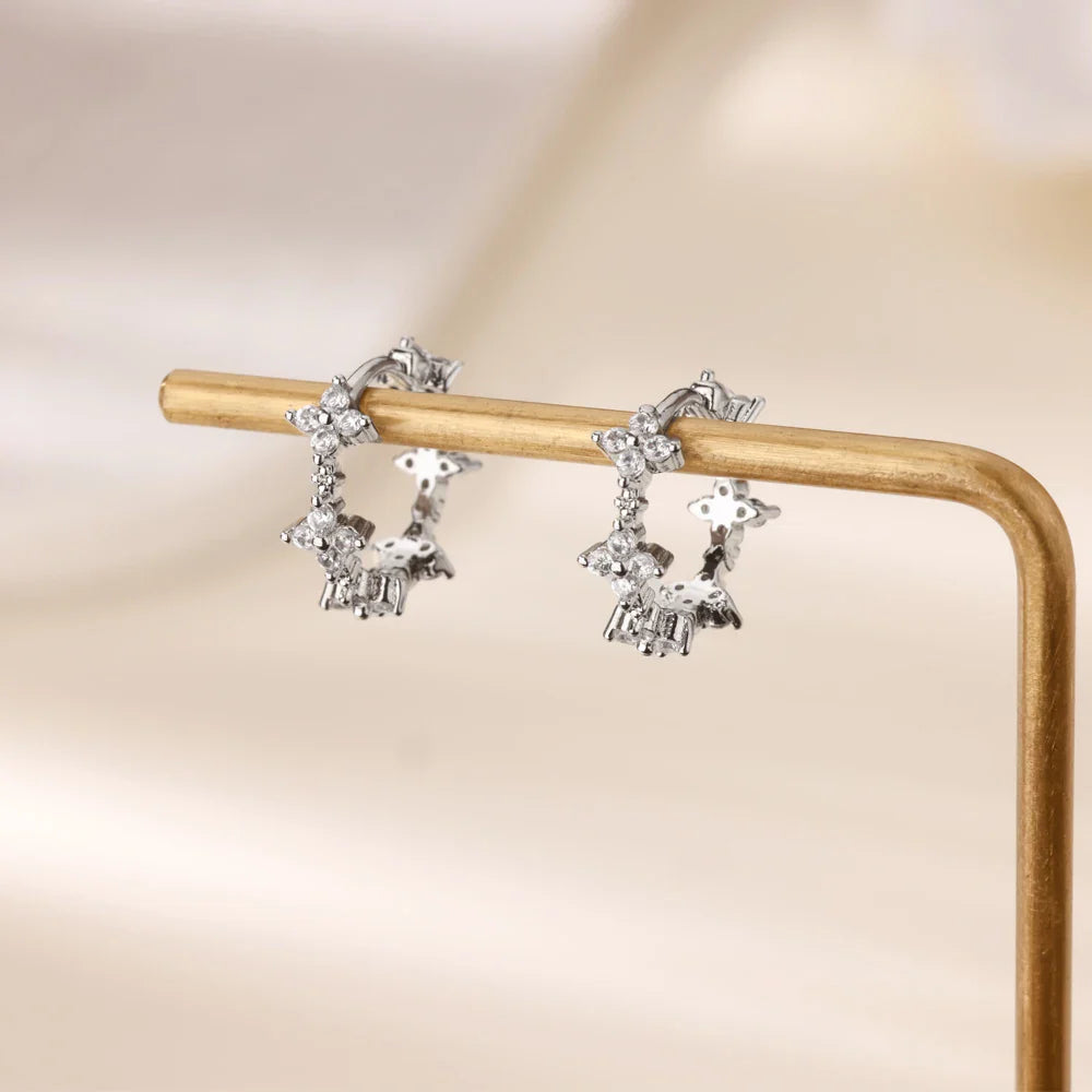 Cute Geometric Hoop Earrings for Women Stainless Steel Gold Color Cross Infinity Earrings 2025 Trend Piercing Wedding Jewelry Vera Lux