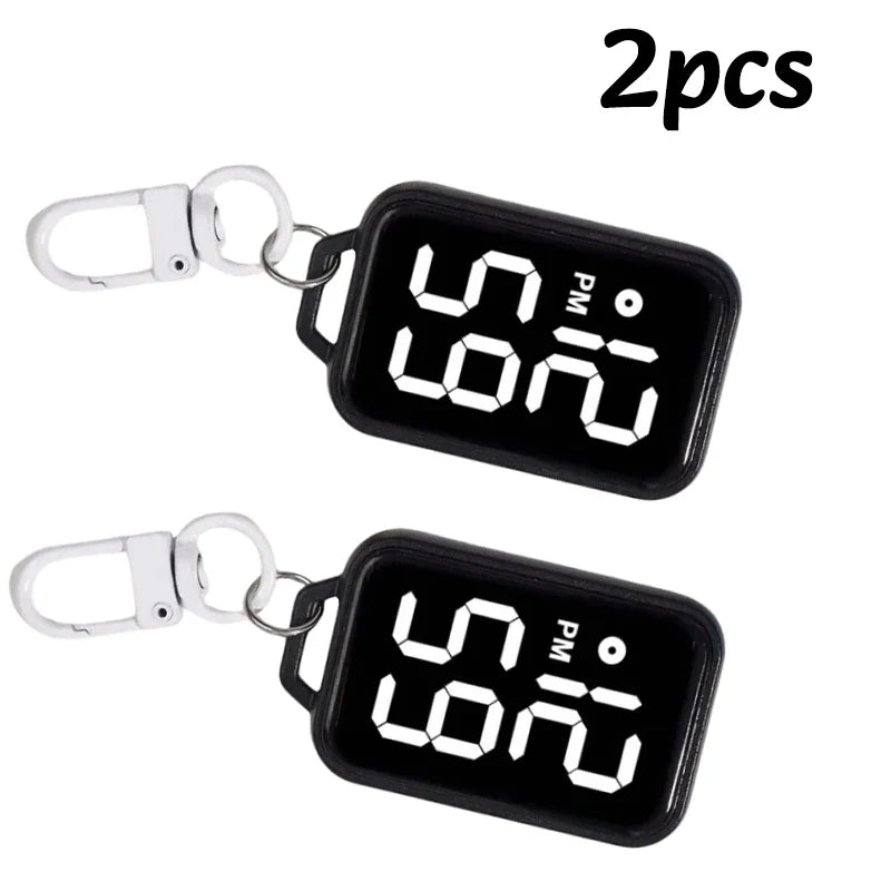 1PC LED Keychain Pocket Watch Digital Display Electronic Watch Student Backpacks Keys Pendant Cartoon Small Hanging Watch Gift Vera Lux