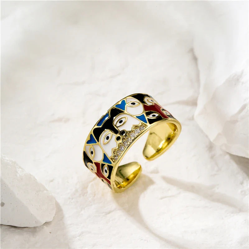 NEWBUY 2024 New Rings For Women White CZ Handmade Enamel Lovely Cat Unique Trendy Ring Party Fashion Jewelry Vera Lux