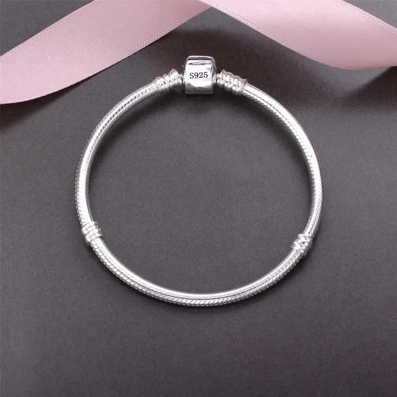 Handmade Original Fine Jewelry 925 Sterling Silver Charm Bracelet Soft Smooth Snake Bone Bracelets for Women Vera Lux