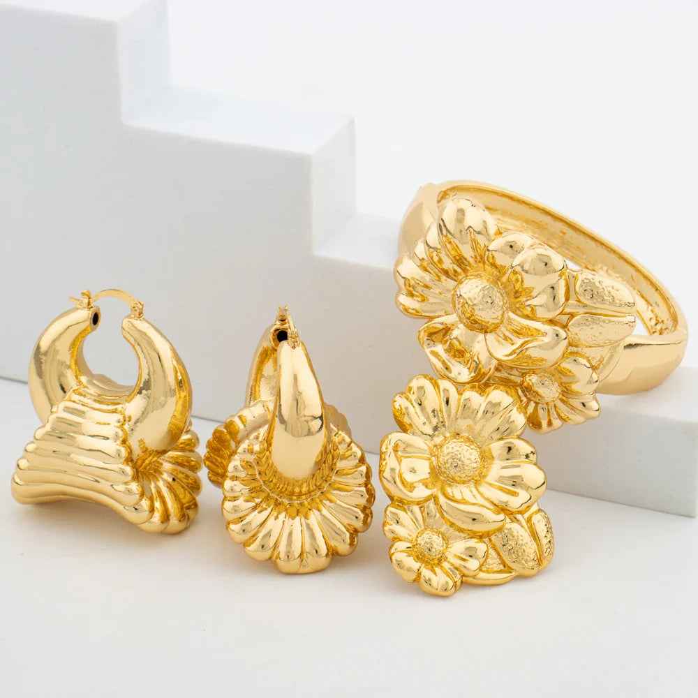 2024 Trend Jewelry Set for Women Dangle Earrings and Bangle Ring Weddings Bride Jewelry Set Engagement Party Earrings Accessory Vera Lux
