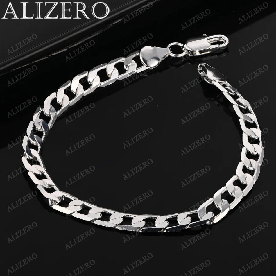ALIZERO 925 Sterling Silver Bracelet 4/6/8/10/12mm Side Chain Bracelets For Men Women Fashion Fine Jewelry Wholesale Vera Lux