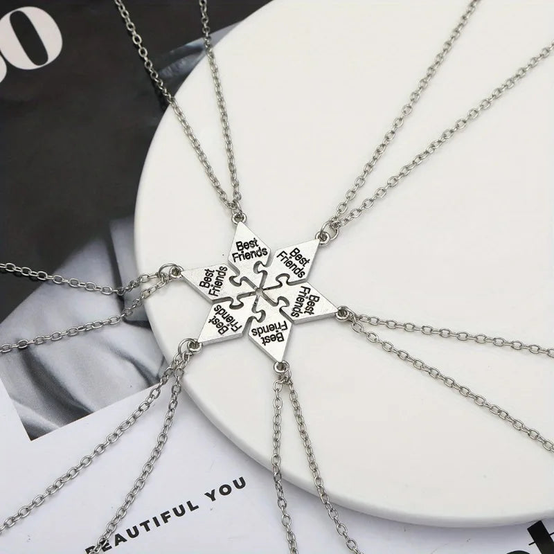 4/5/6/7/8 Pcs Unisex Alloy Best Friend Necklace Pendant Set Creative Trendy Fashion Necklace Jewelry gifts For Friend Vera Lux