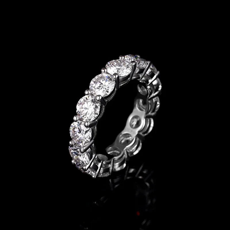 NeeTim 5mm Full Moissanite Ring for Woman Wedding 925 Sterling Silver Rings Lab Diamond Engagement Eternal Band Fine Jewelry Vera Lux