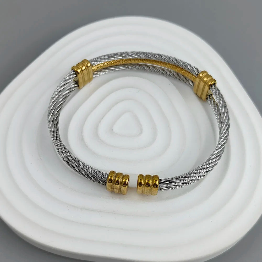 New three-layer steel wire mesh gold-plated stainless steel bracelet 18K, high quality waterproof couple bracelet, wife gift Vera Lux