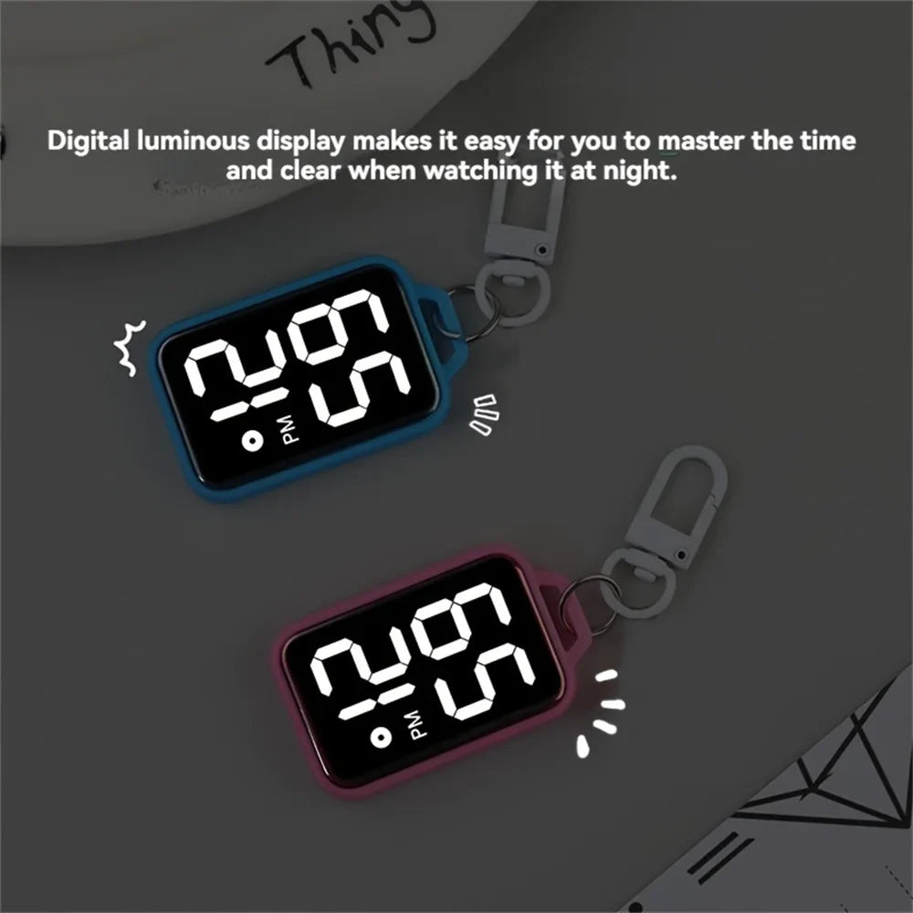 1PC LED Keychain Pocket Watch Digital Display Electronic Watch Student Backpacks Keys Pendant Cartoon Small Hanging Watch Gift Vera Lux