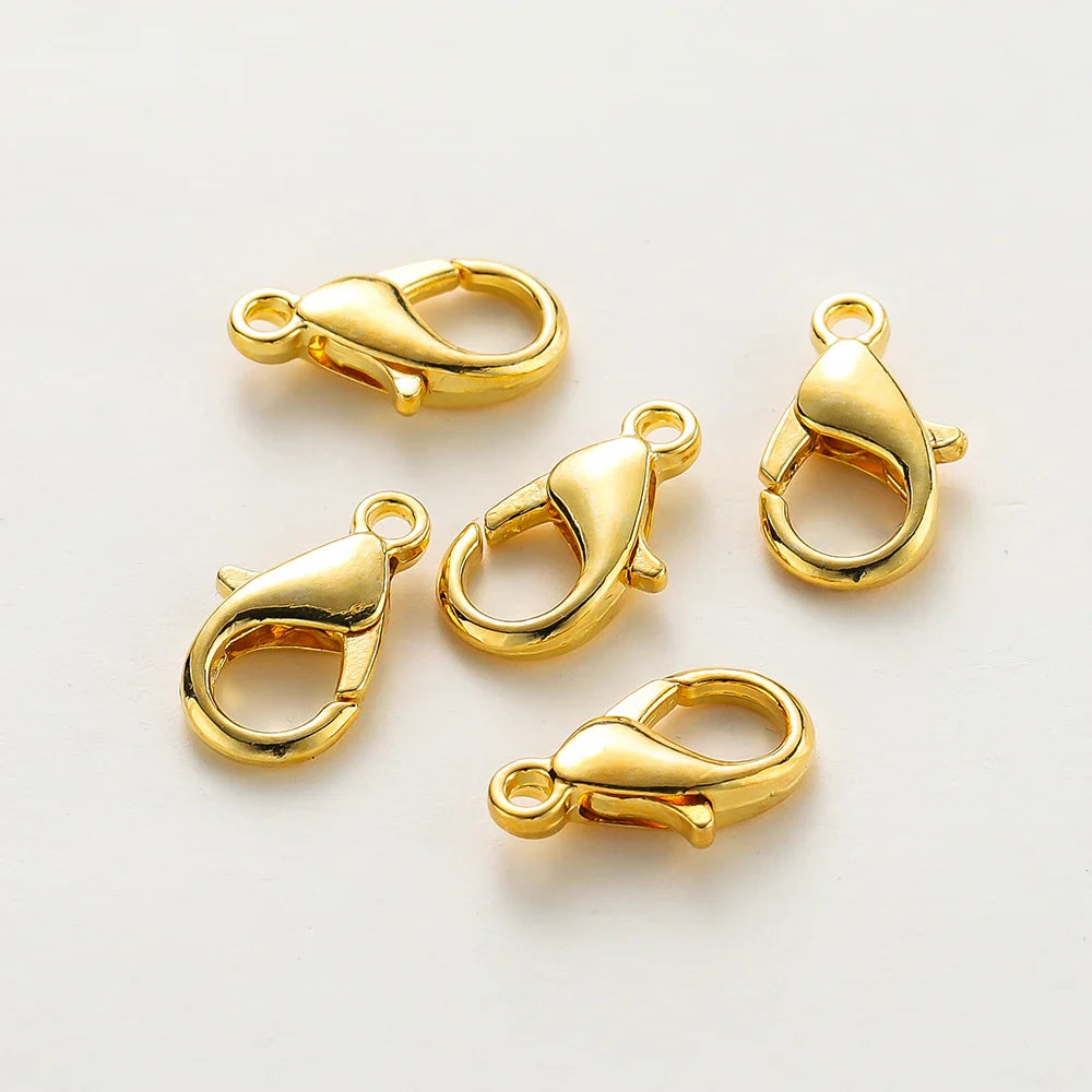10pcs/lot 14K 18K Gold Plated Necklace Extender Chain Lobster Clasps Jump Ring Connectors Clips For DIY Jewelry Bag Craft Making Vera Lux