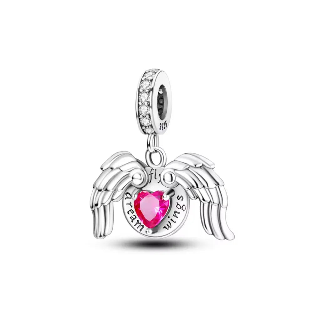 2026 Spring Pink Series Ballon Butterfly Flower Pendant Fit S925 European 925 Sterling Silver Bracelet Bangles Necklace Vera Lux