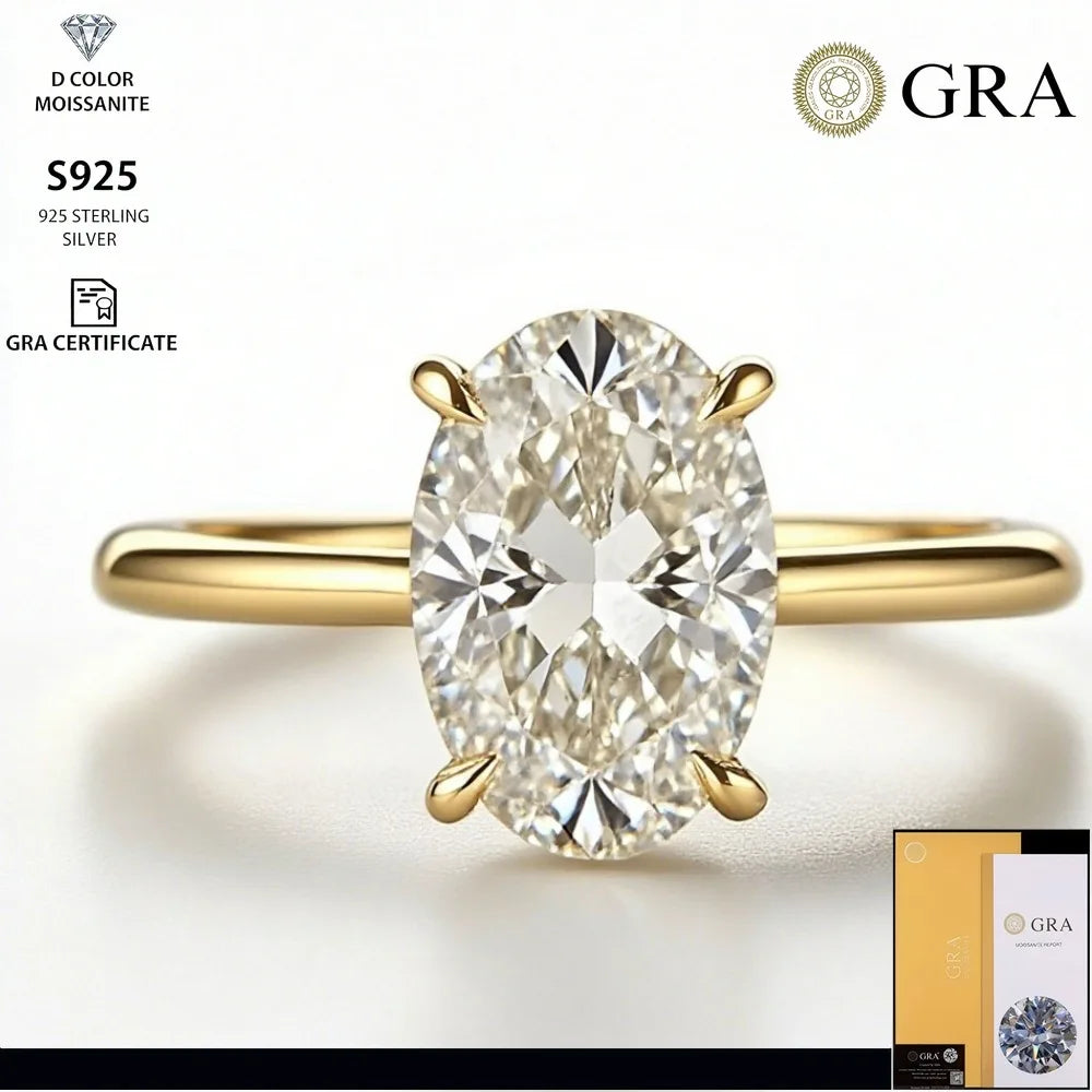 2026 New Personalized Fashion Oval Diamond Ring, Classic Four-claw Wedding Ring, Female Vera Lux