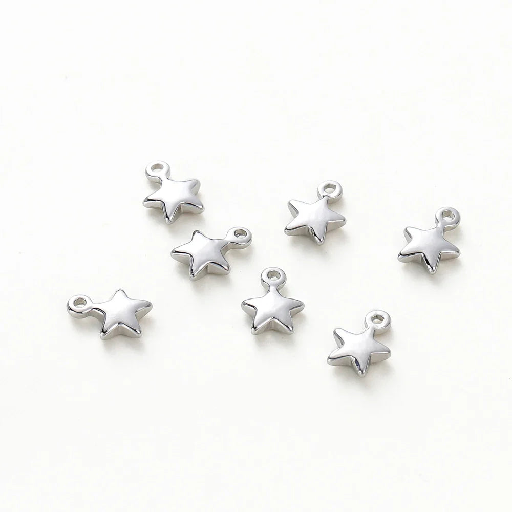 20pcs/lot 5x7MM Hole 1.0MM 14K 18K Gold Color Plated Brass Small Star Charms High Quality Pentant For Diy Jewelry Accessories Vera Lux