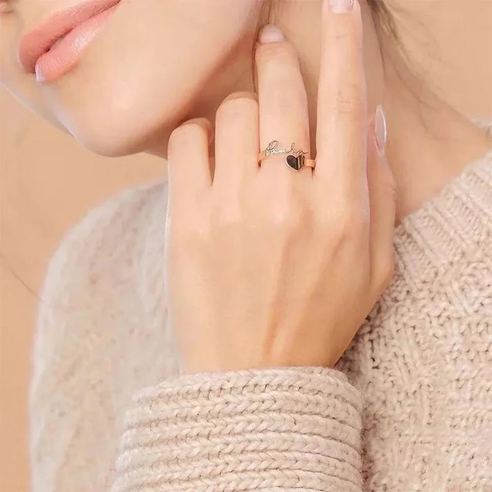 Customized Name Love Ring Personalized Stainless Steel Heart Couple Ring Women Jewelry Valentine's Day Gift Anillos Mujer Vera Lux