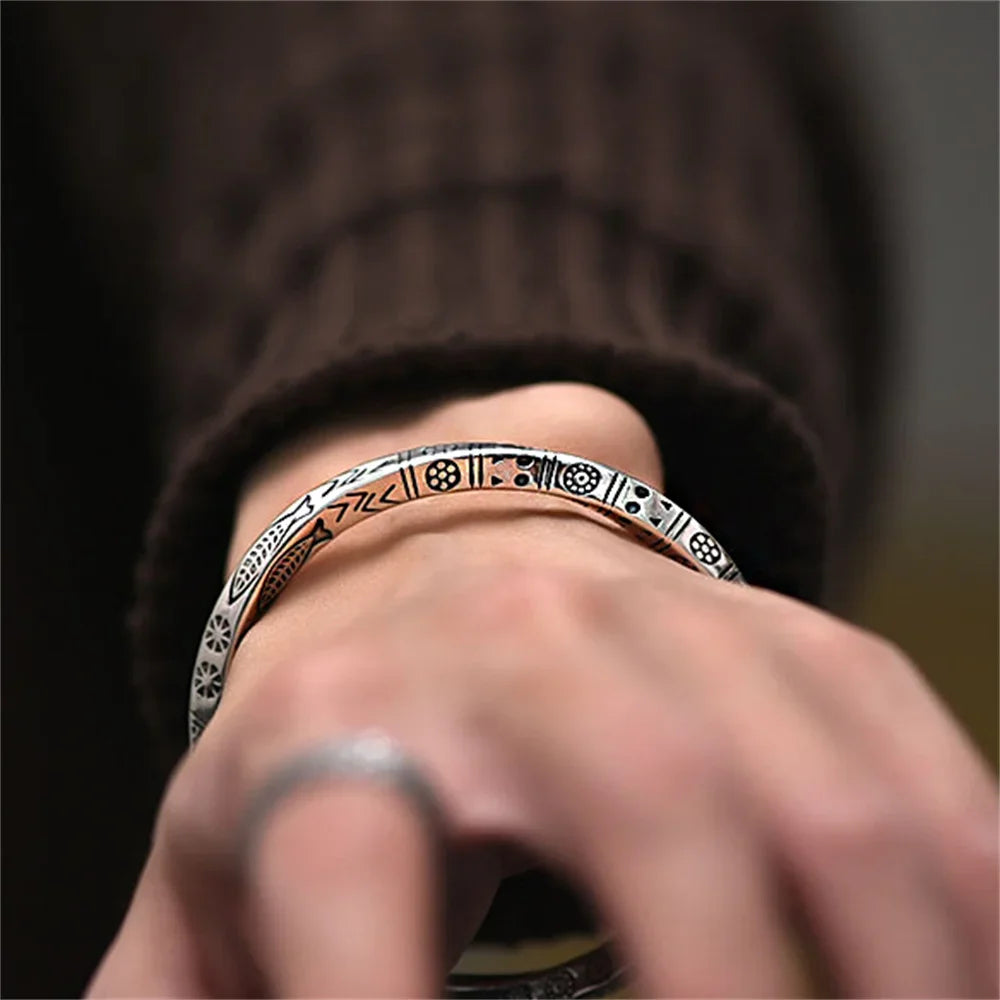 ALIZERO 925 Sterling Silver Men Open Bracelet Bohemian Möbius Loop Bracelet For Women Totem Trendy Jewelry Accessories Vera Lux